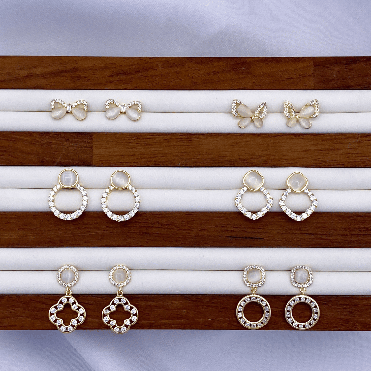 Erielle, Etta, Eileen, Eyanna, Evanna & Elia Earrings in Gold