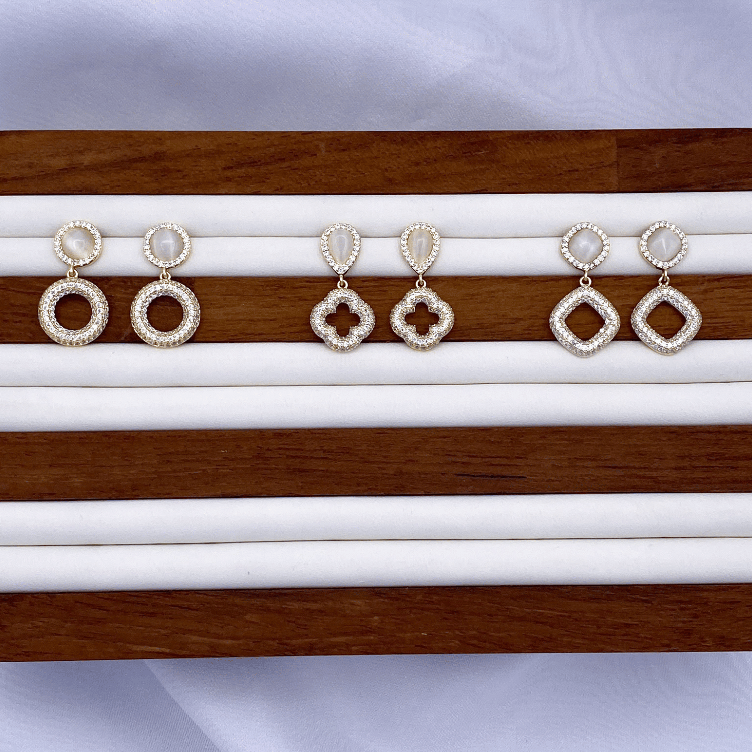 Emmie, Elodie & Eliza Earrings in Gold