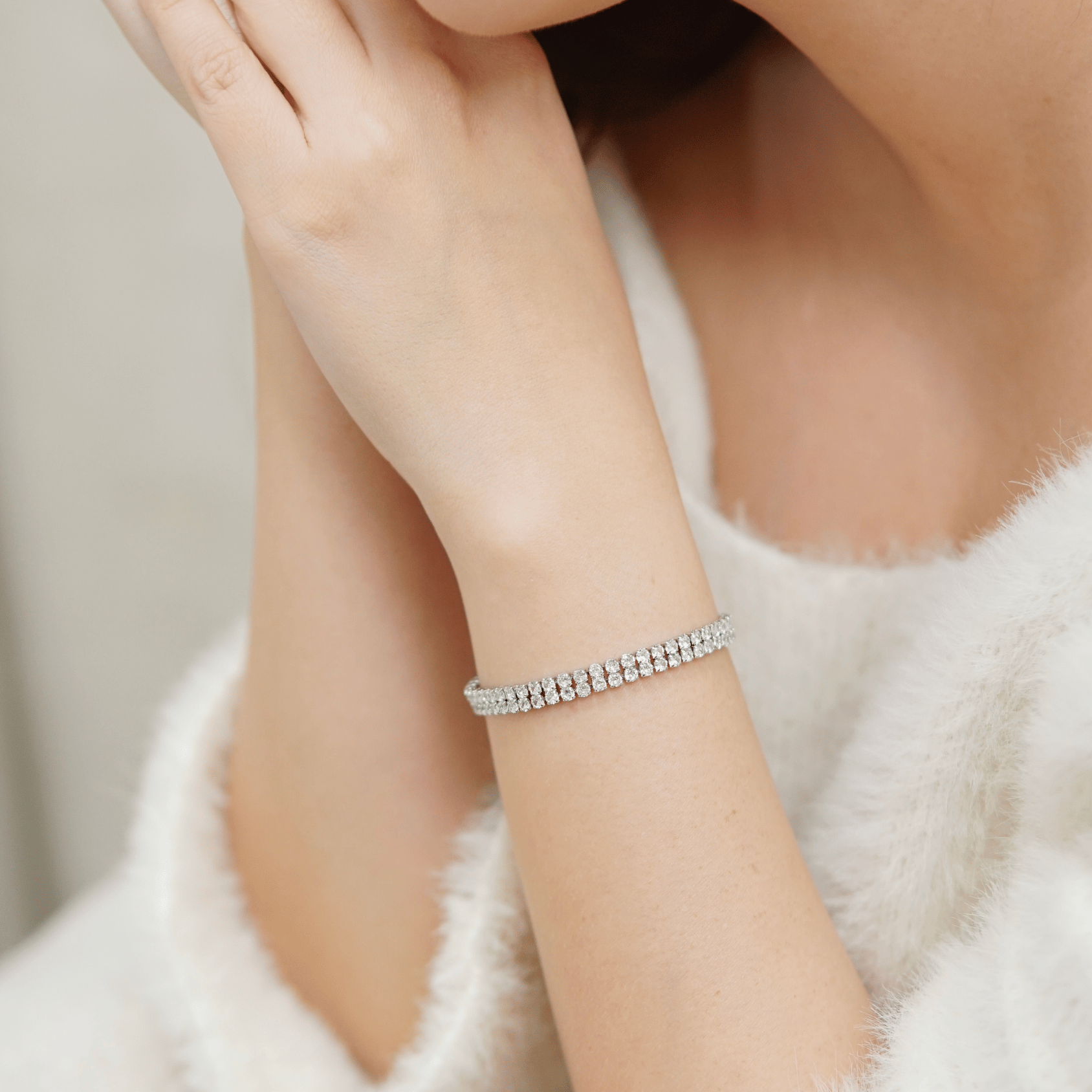 Skye Adjustable Bracelet in Rhodium