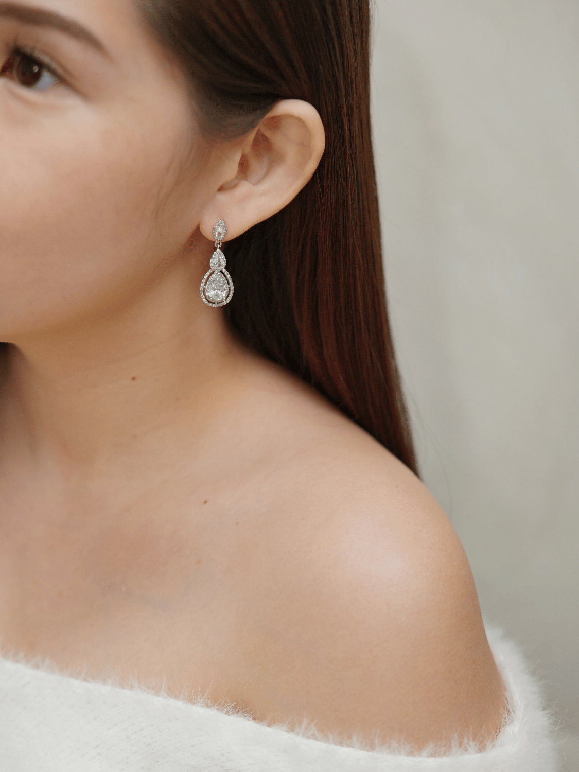 Zienn Stud Earrings in Rhodium