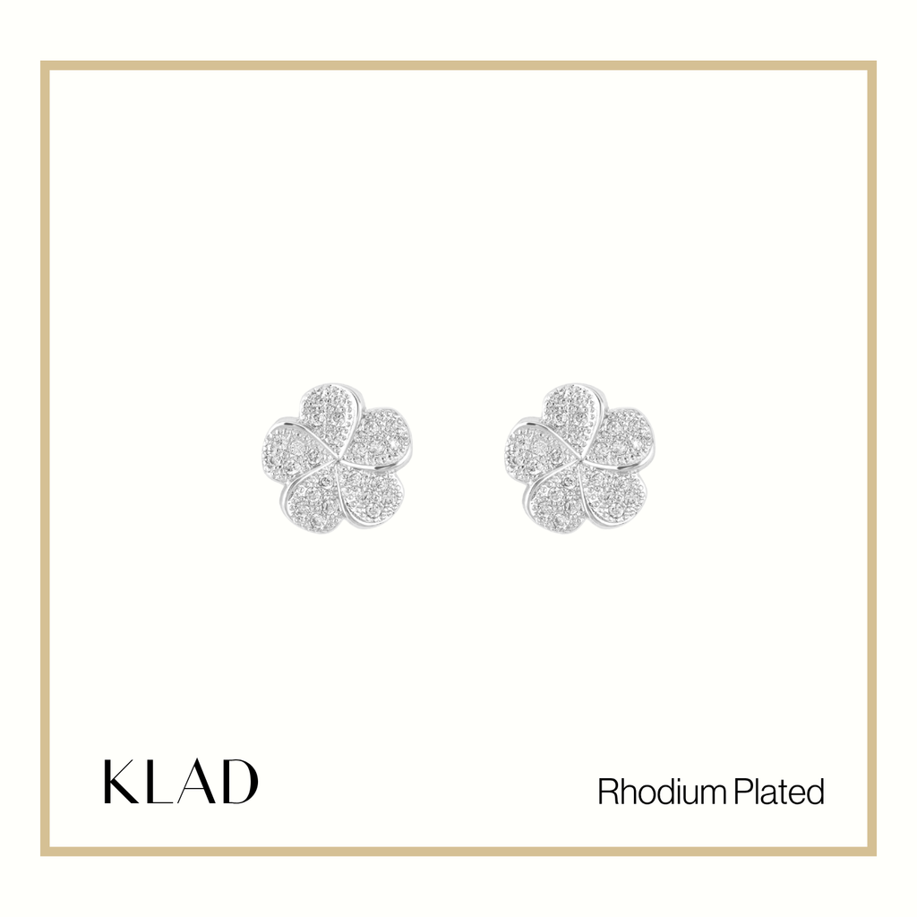 Meera Stud Earrings in Rhodium