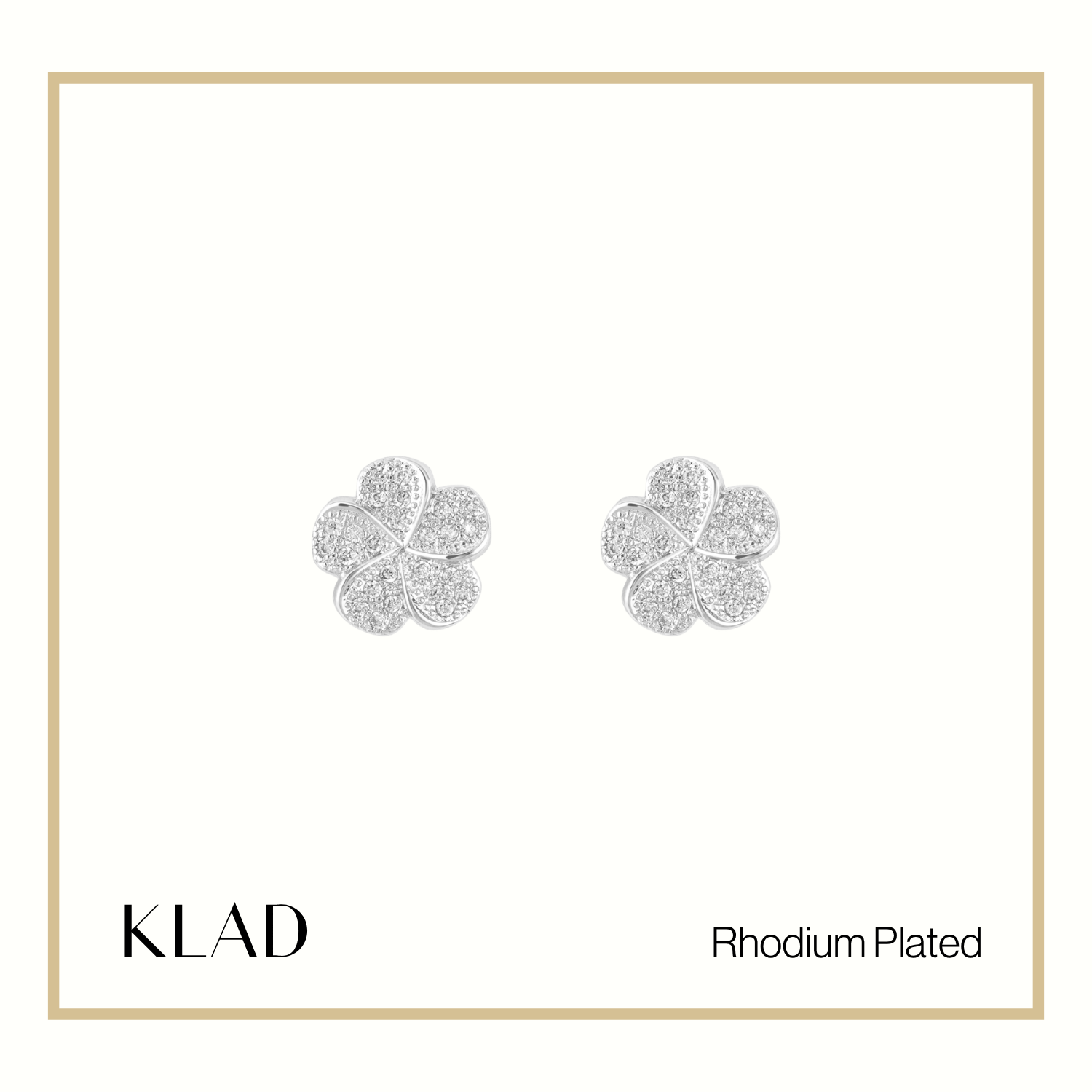 Meera Stud Earrings in Rhodium