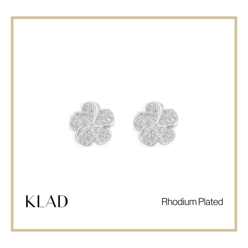 Meera Stud Earrings in Rhodium