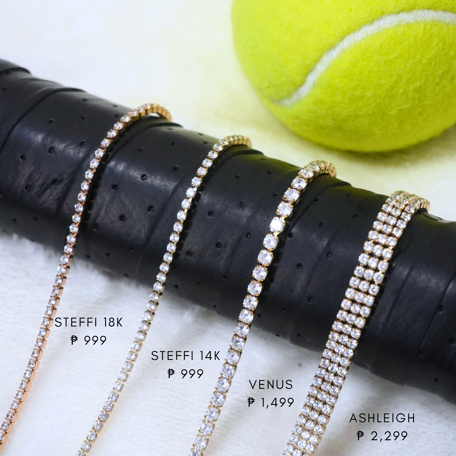 Steffi, Venus & Ashleigh Tennis Bracelets in Gold