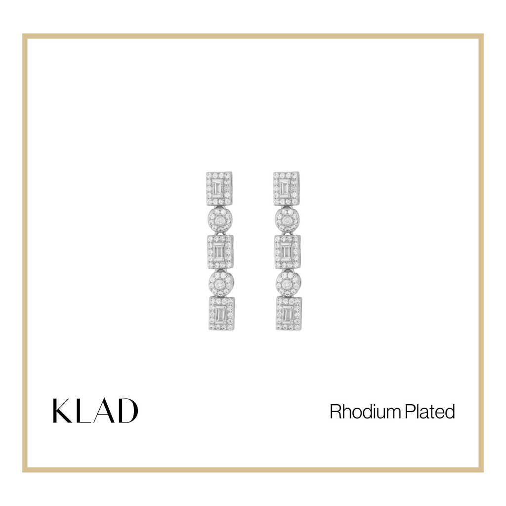 Eden Dangling Earrings in Rhodium