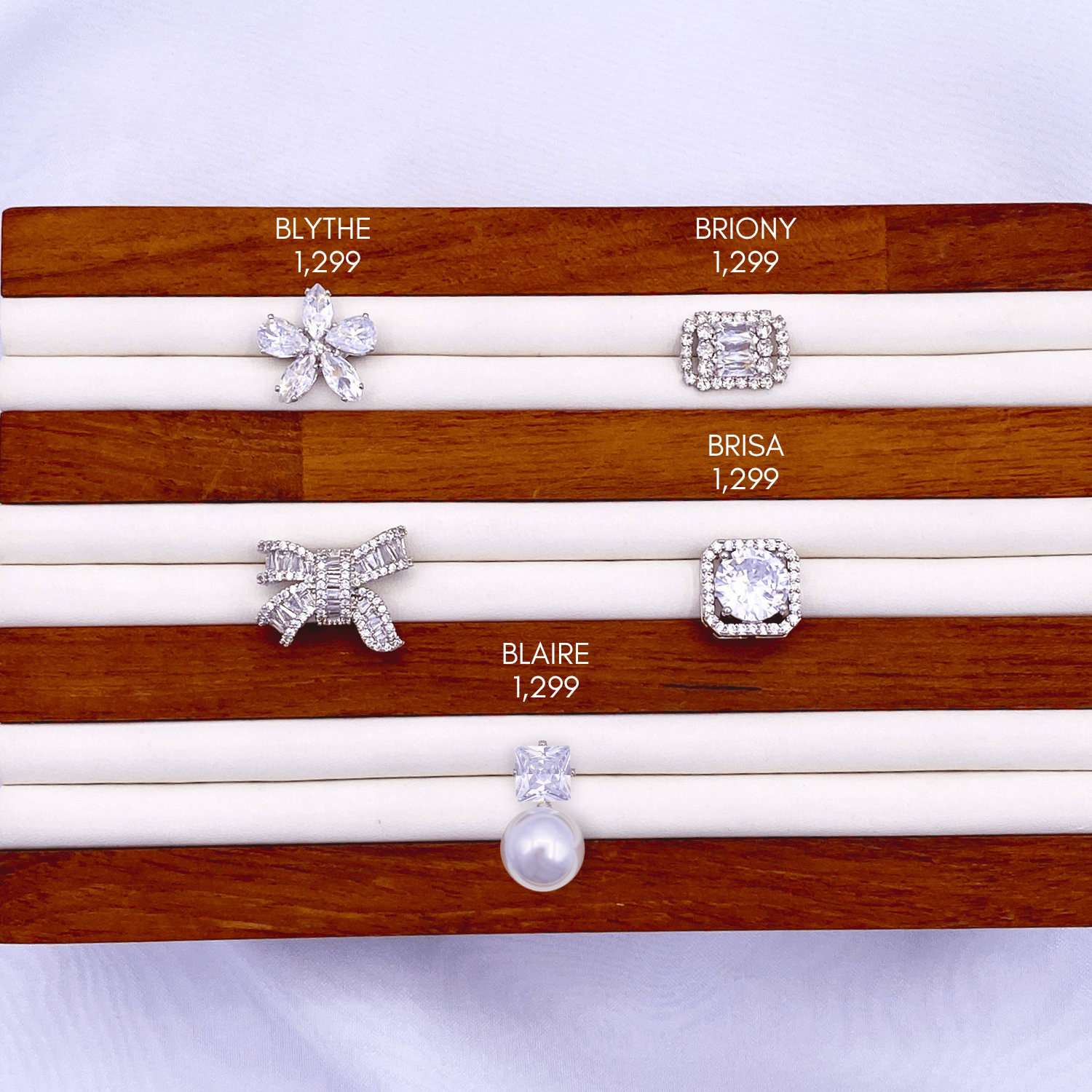 Blythe, Briony, Bianca, Brisa & Blaire Small Brooch in Rhodium