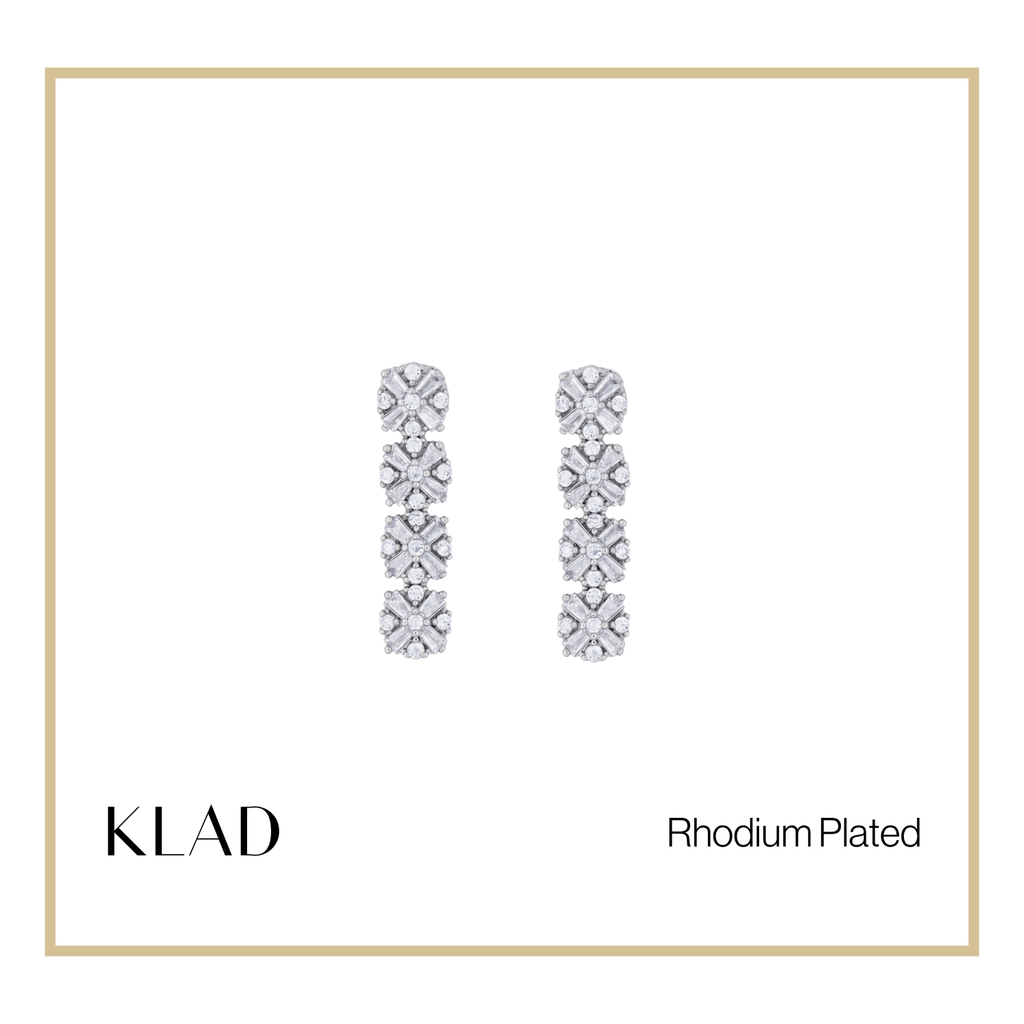 Ezra Dangling Earrings in Rhodium