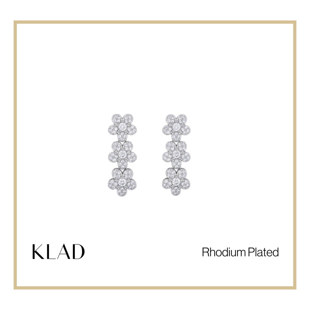 Evaleen Dangling Earrings in Rhodium