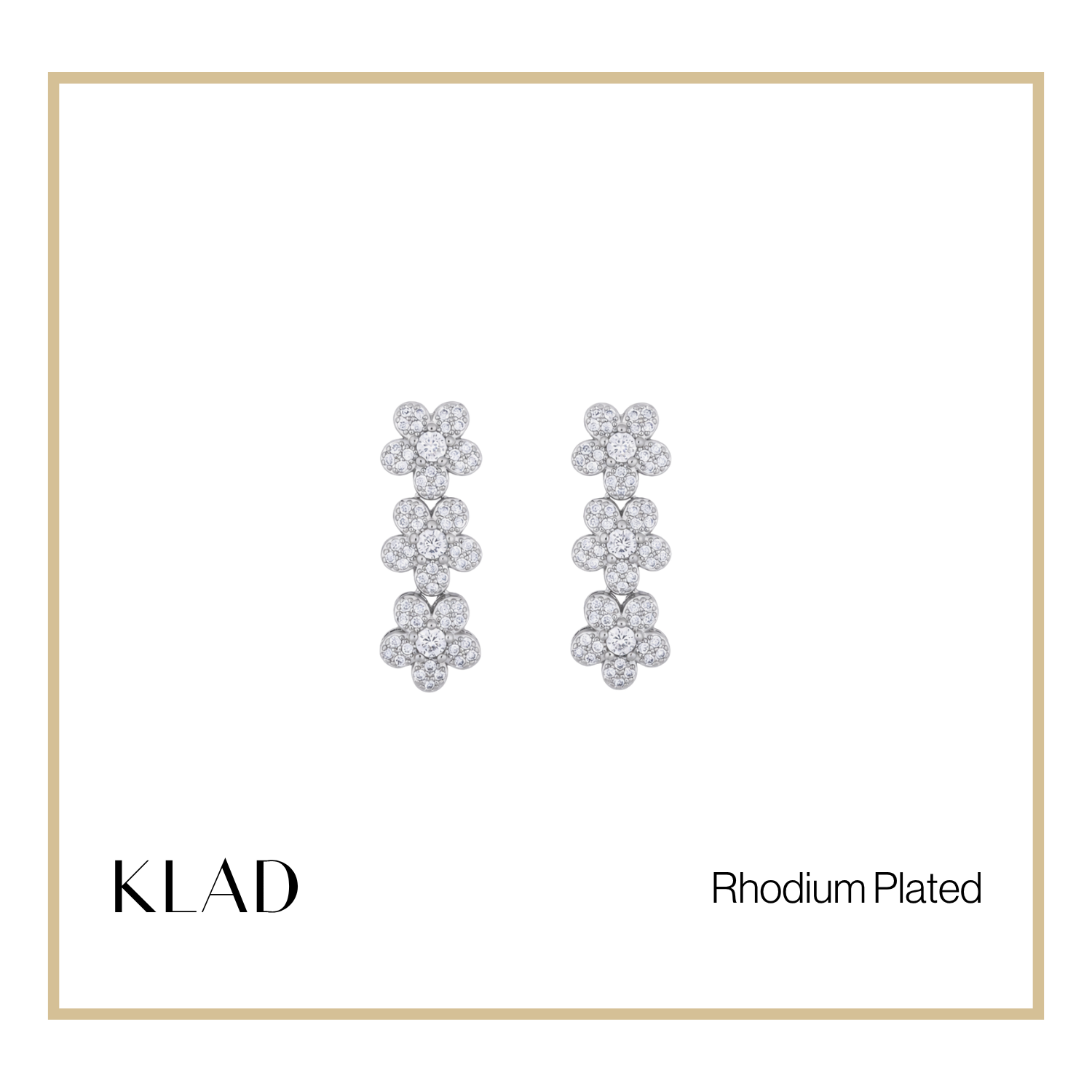 Evaleen Dangling Earrings in Rhodium