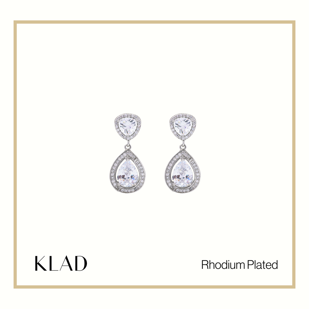 Rhia Dangling Earrings in Rhodium