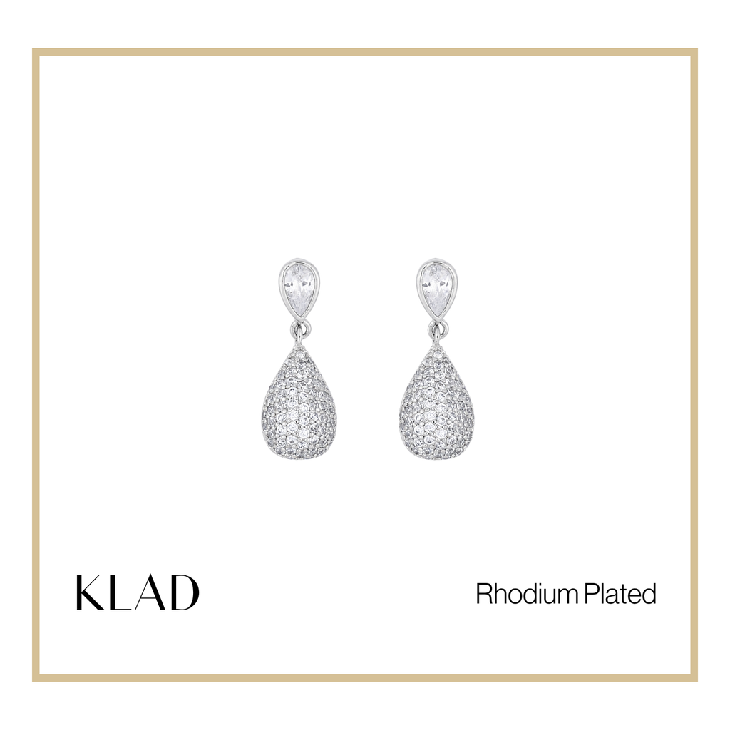 Emani Drop Earrings in Rhodium