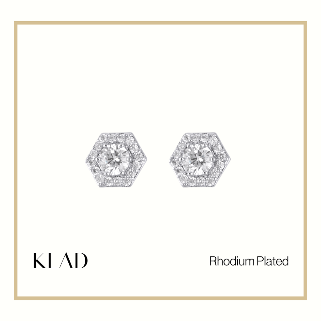 Laevin Stud Earrings in Rhodium
