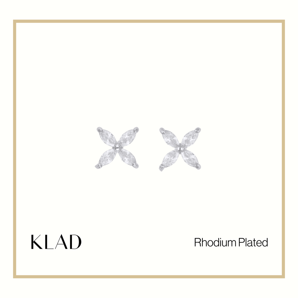 Laris Stud Earrings in Rhodium