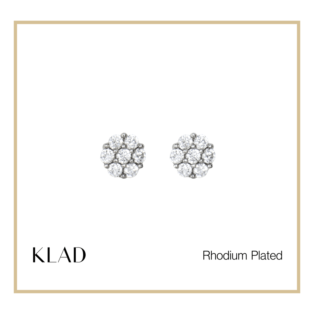 Leiv Stud Earrings in Rhodium