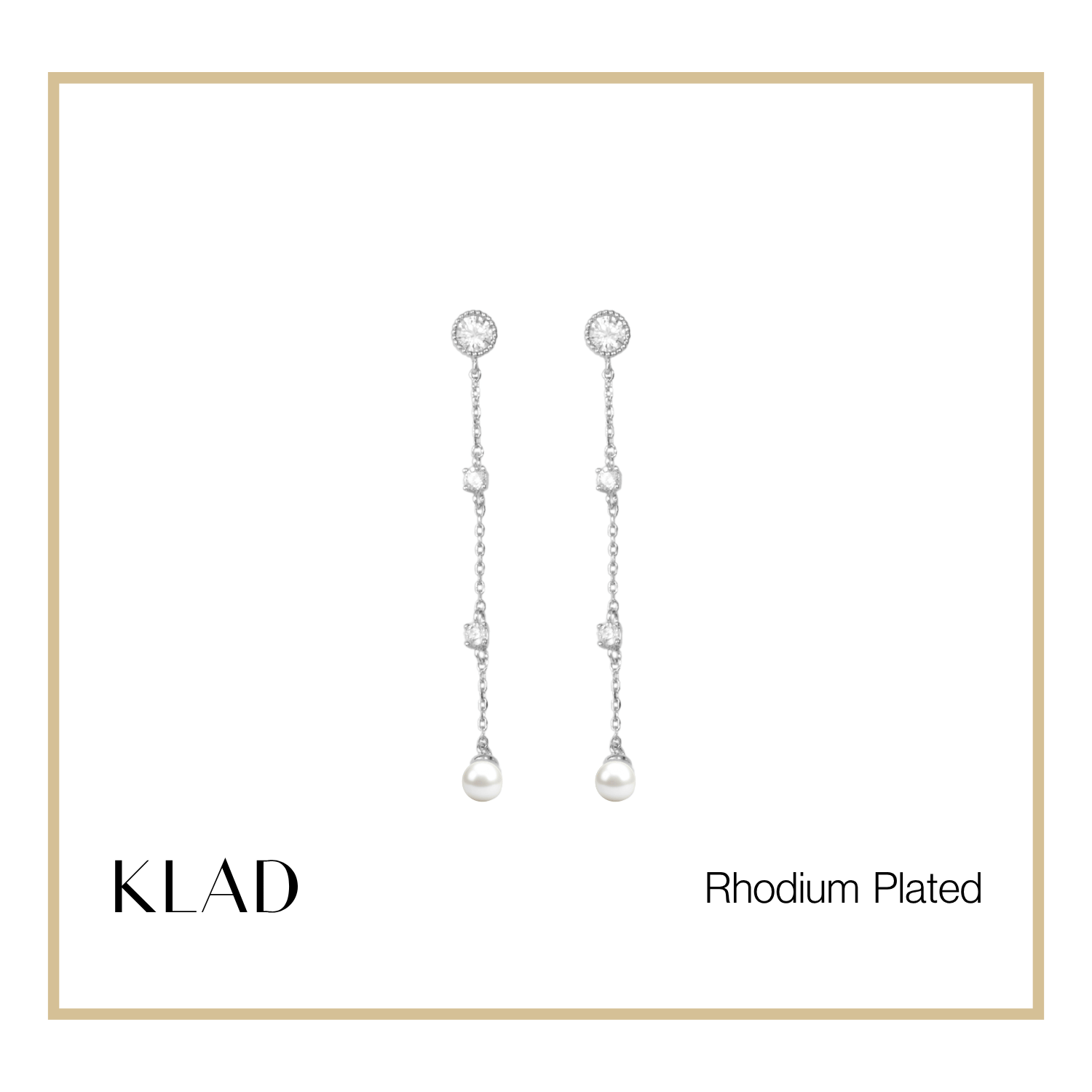 Bonnie Thin Dangling Earrings in Rhodium