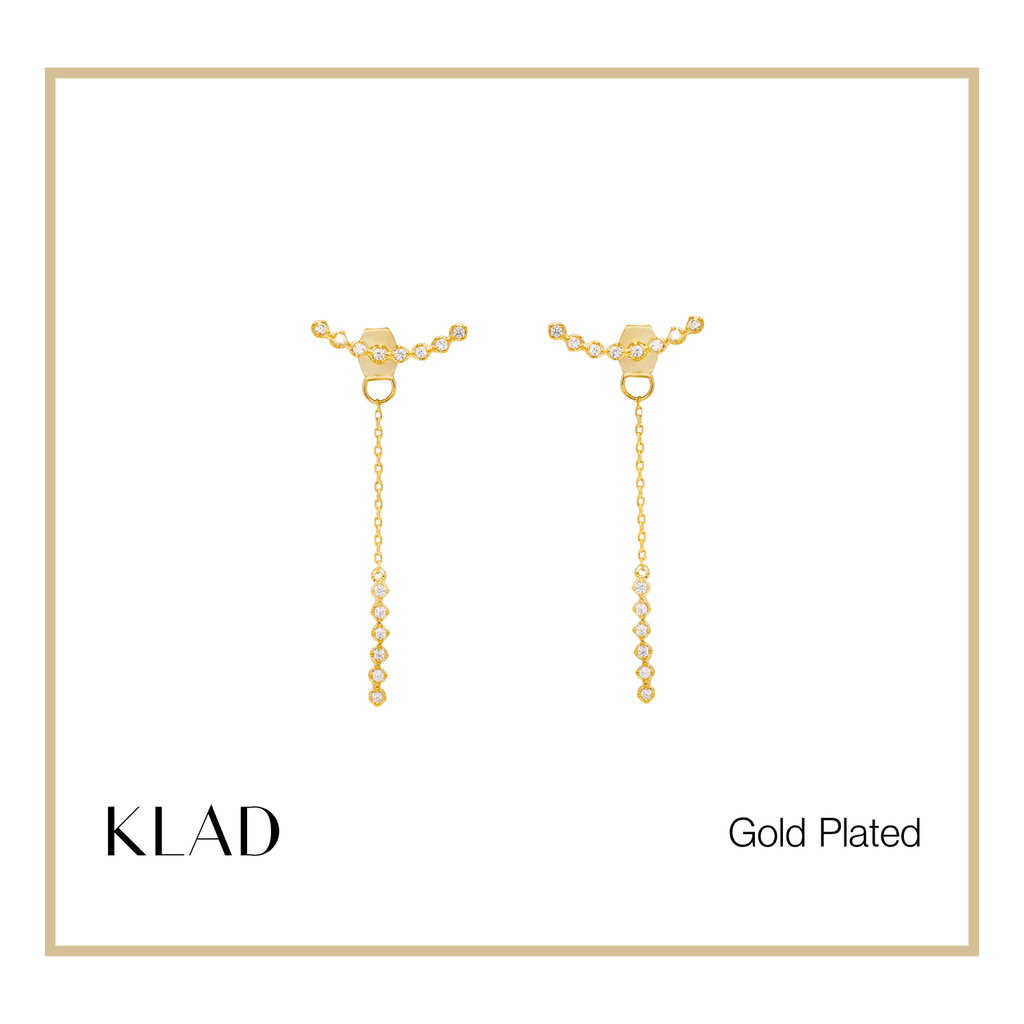 Bethany Thin Dangling Earrings in Gold