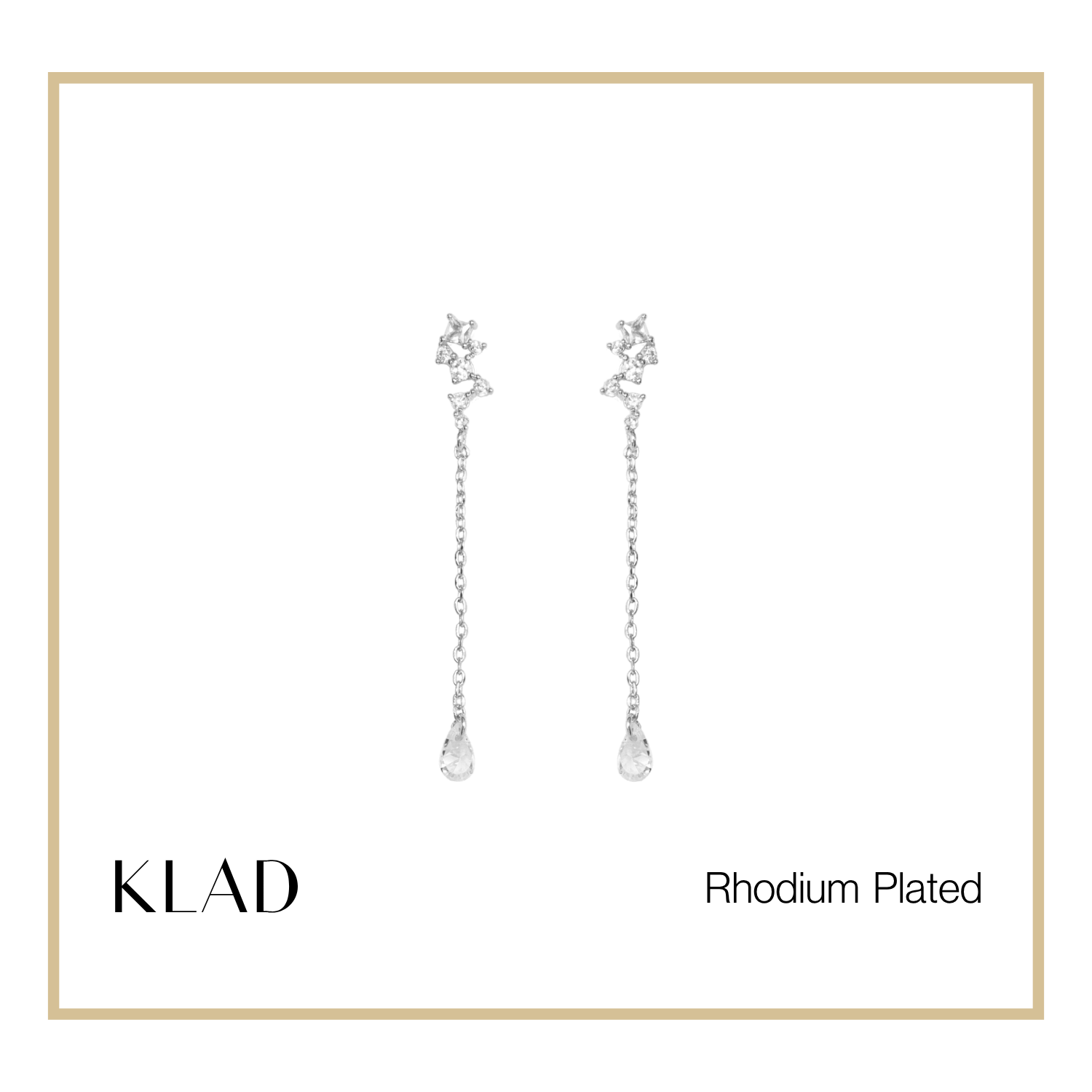Blake Thin Dangling Earrings in Rhodium