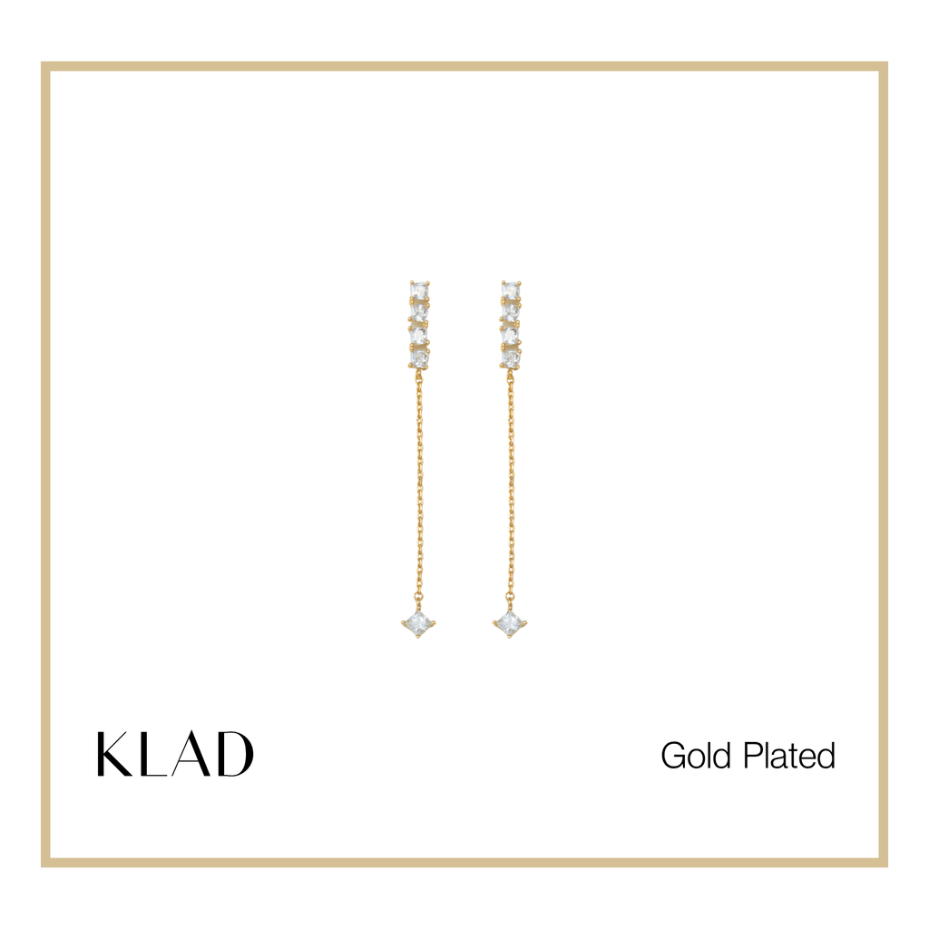 Berenice Thin Dangling Earrings in Gold
