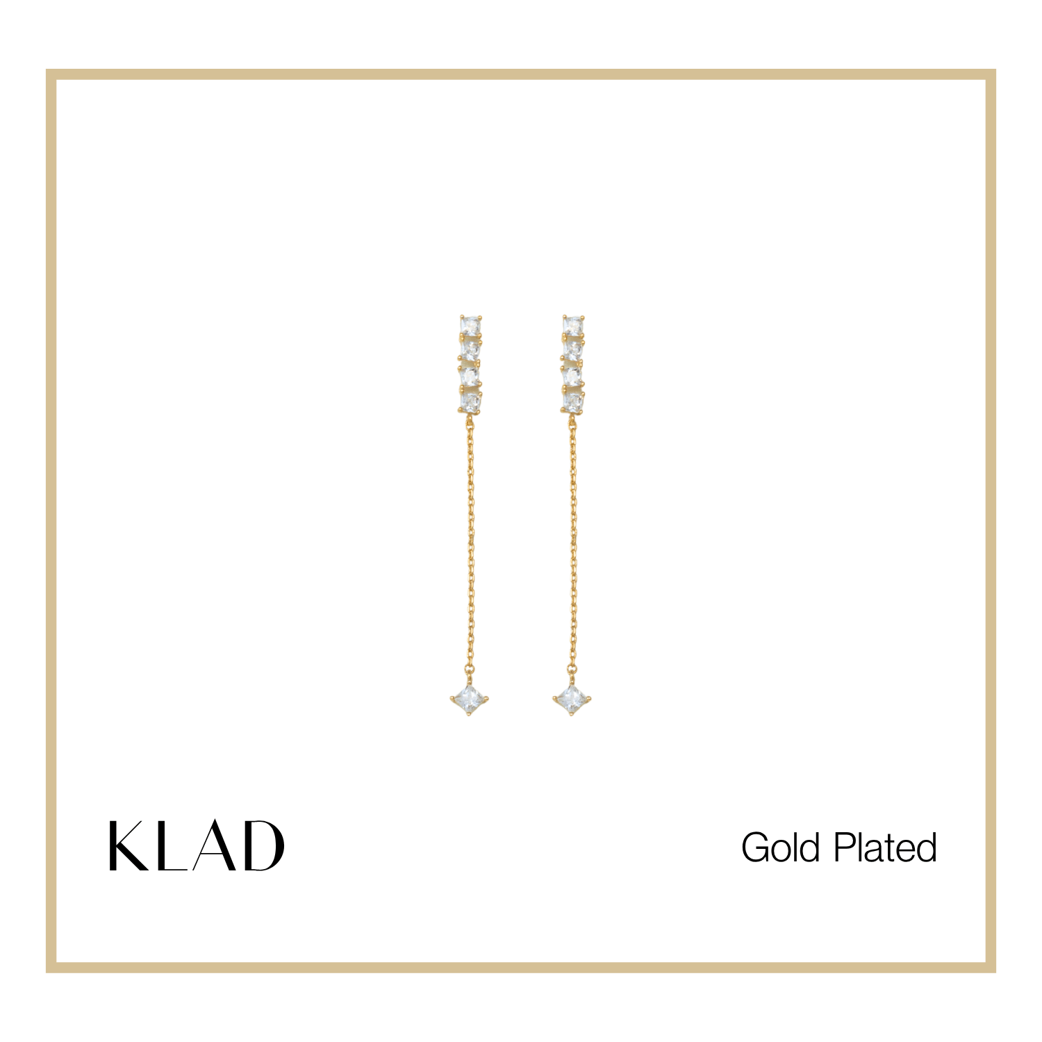 Berenice Thin Dangling Earrings in Gold