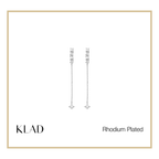 Berenice Thin Dangling Earrings in Rhodium