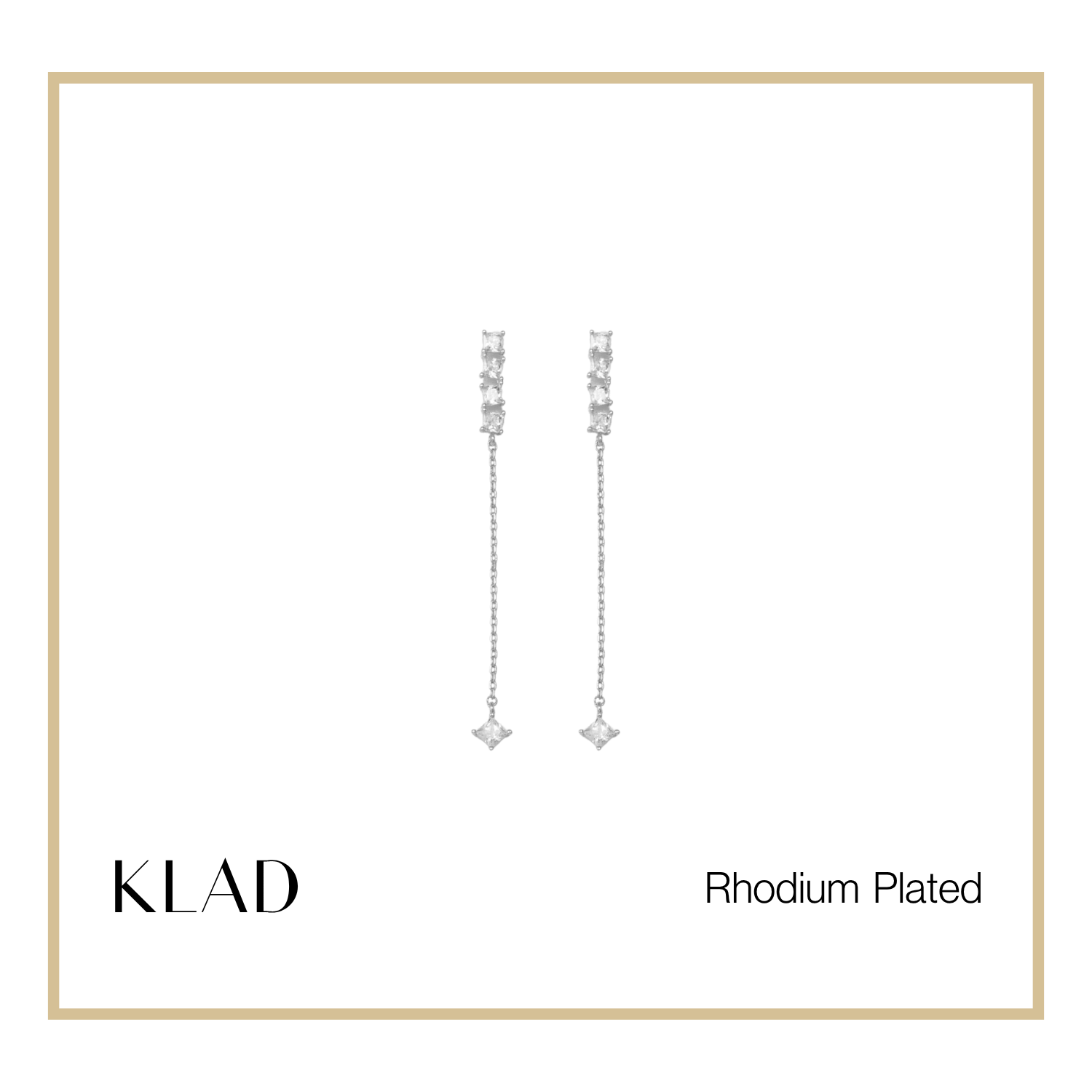 Berenice Thin Dangling Earrings in Rhodium