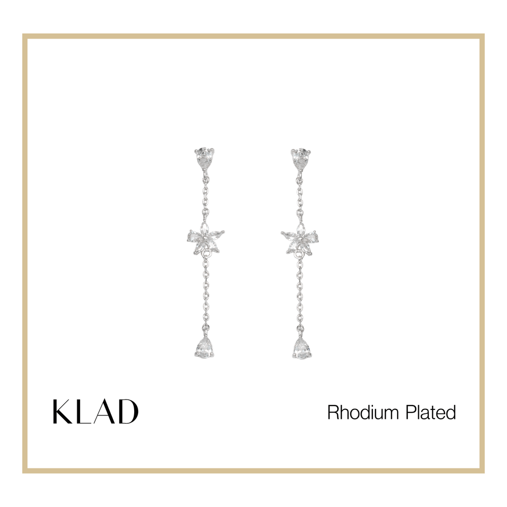 Blair Thin Dangling Earrings in Rhodium