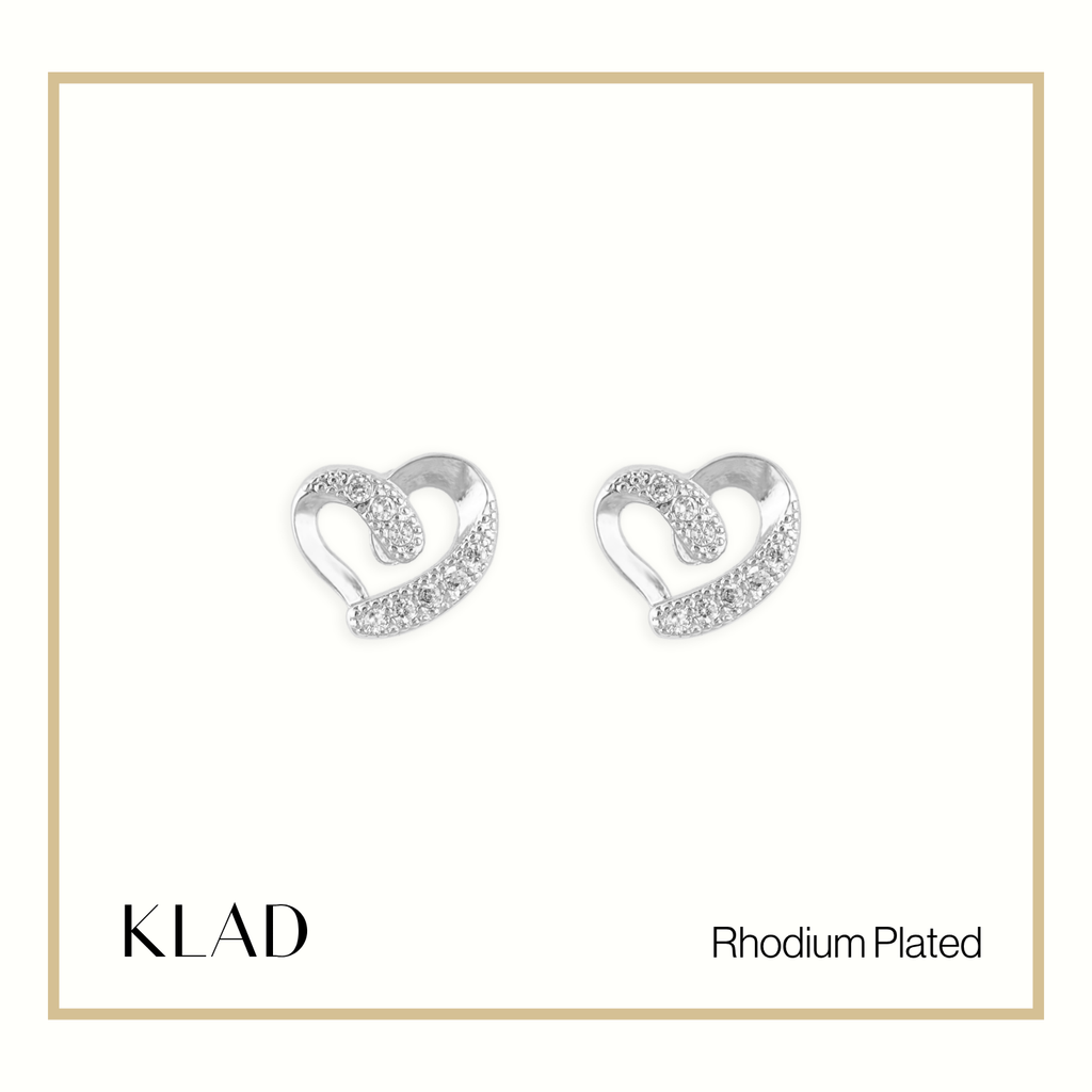 Marie Stud Earrings in Rhodium
