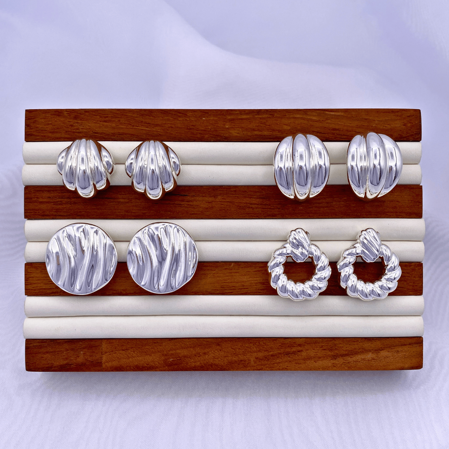 KLAD-C003 Earrings in Rhodium