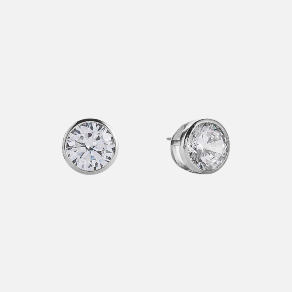 Zandra Stud Earrings in Rhodium