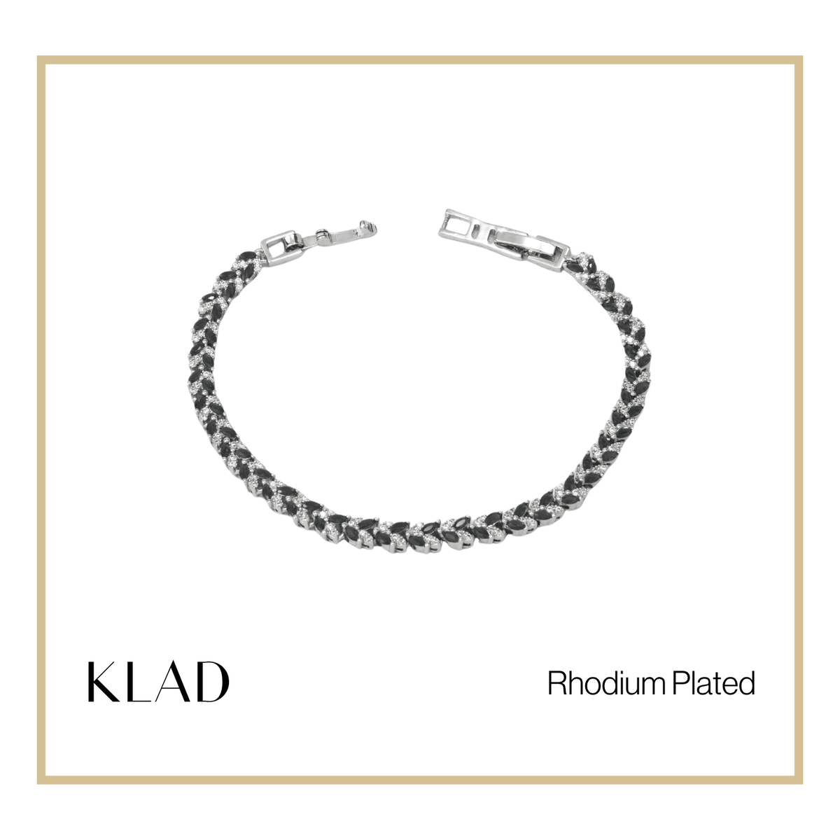 Barliz Onyx Bracelet in Rhodium