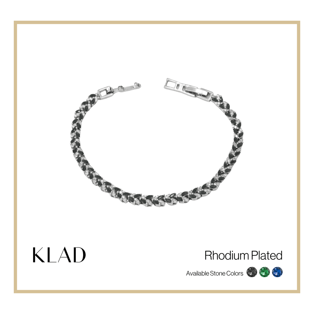 Barliz Onyx Bracelet in Rhodium