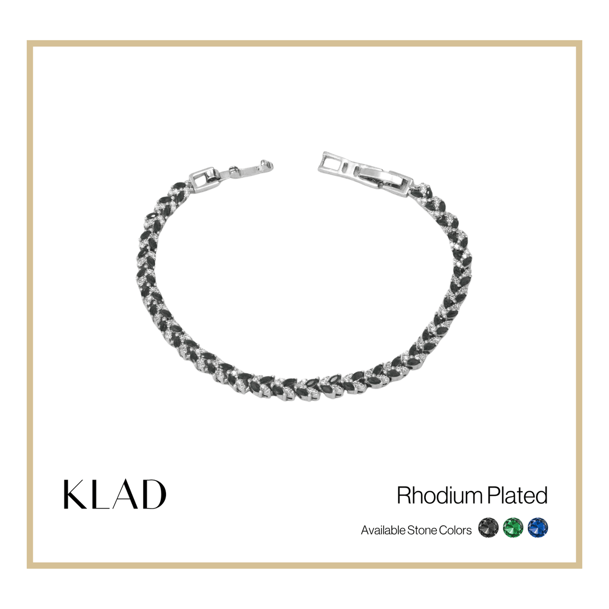 Barliz Onyx Bracelet in Rhodium
