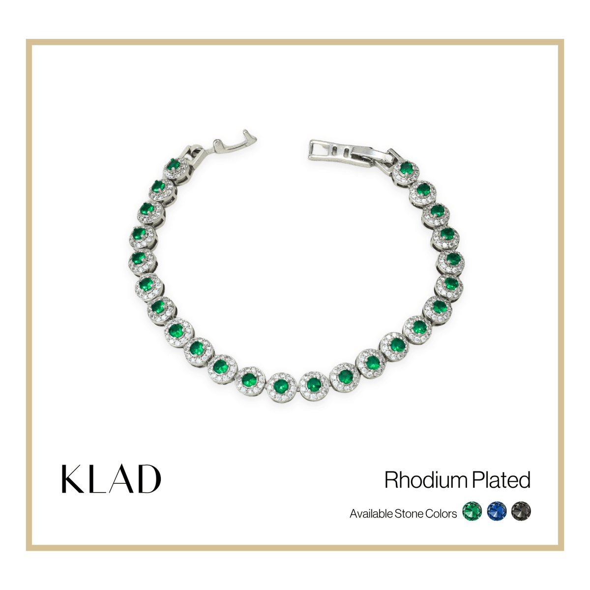 Beloriz Emerald Bracelet in Rhodium