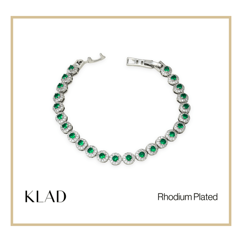 Beloriz Emerald Bracelet in Rhodium
