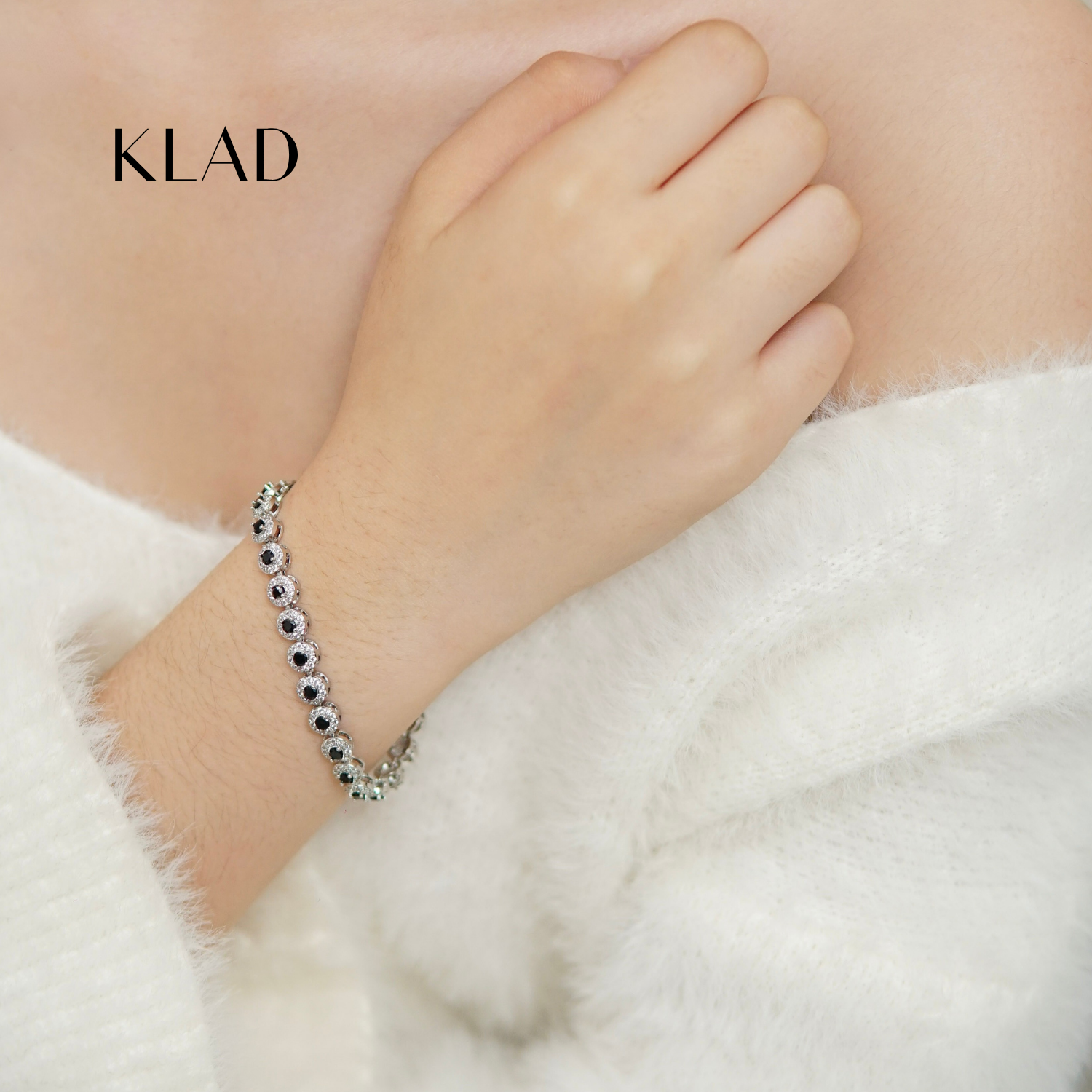 Beloriz Onyx Bracelet in Rhodium