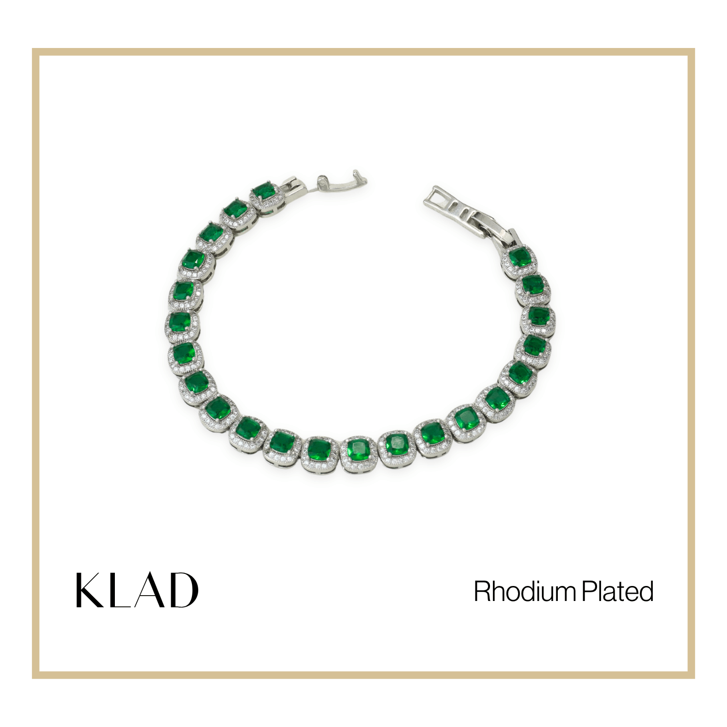 Bervaine Emerald Bracelet in Rhodium