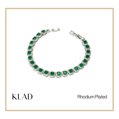 Bervaine Emerald Bracelet in Rhodium