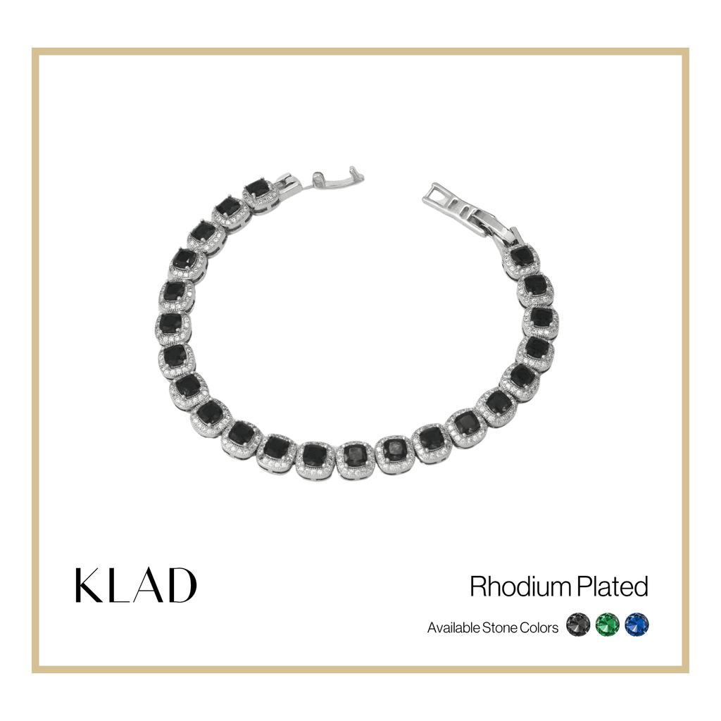 Bervaine Onyx Bracelet in Rhodium