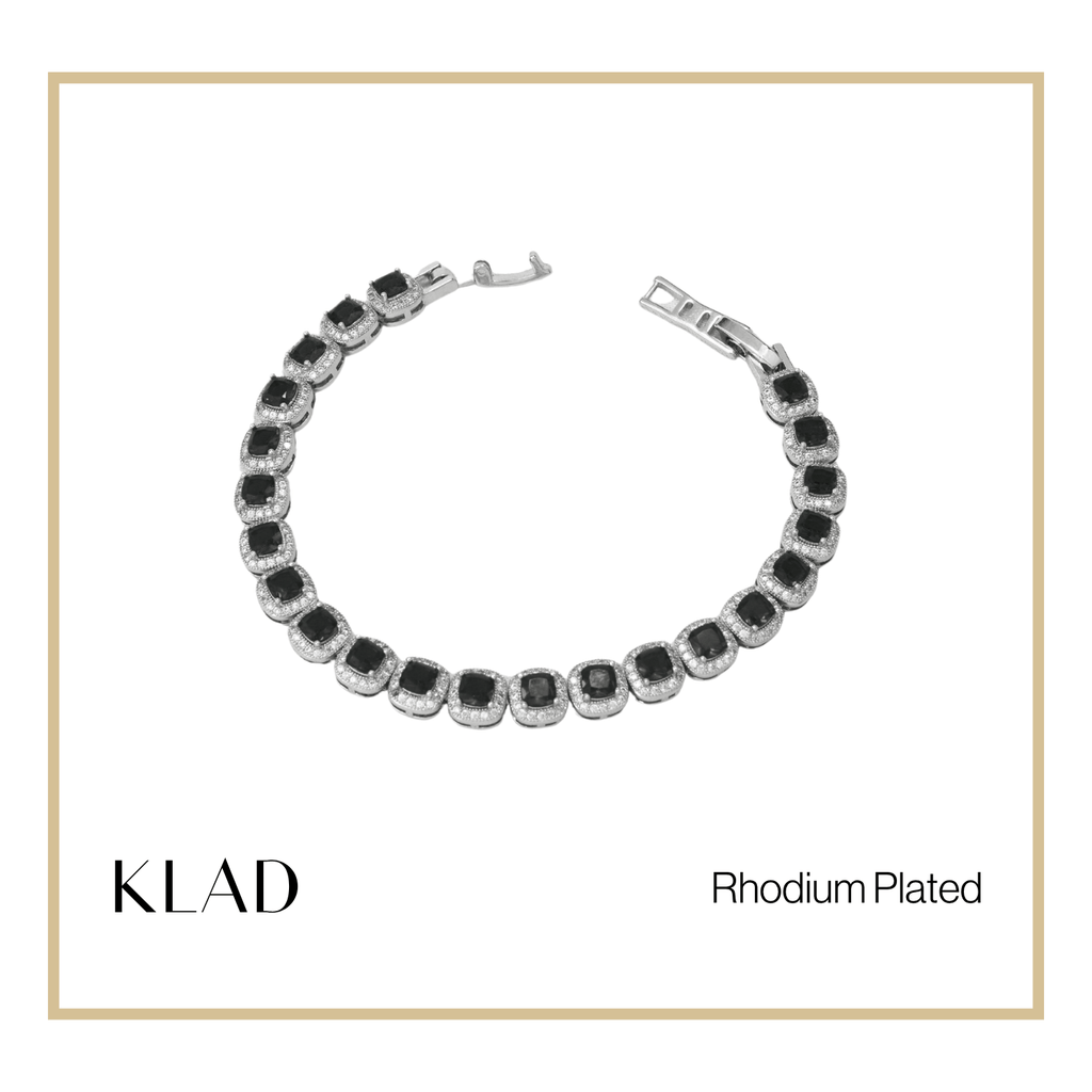 Bervaine Onyx Bracelet in Rhodium