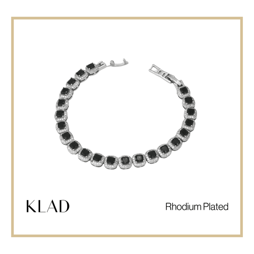 Bervaine Onyx Bracelet in Rhodium