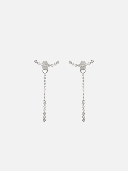 Bethany Stud Earrings in Rhodium