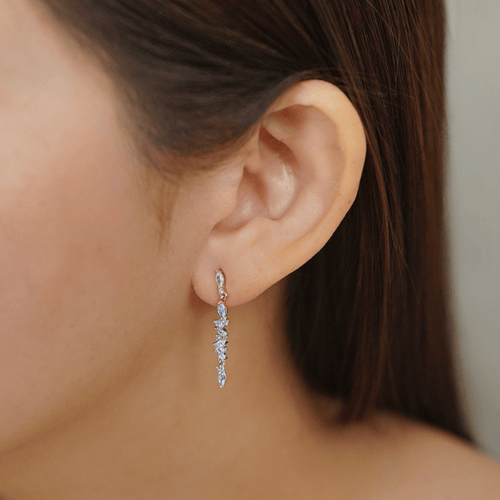 Bria Thin Dangling Earrings in Rhodium