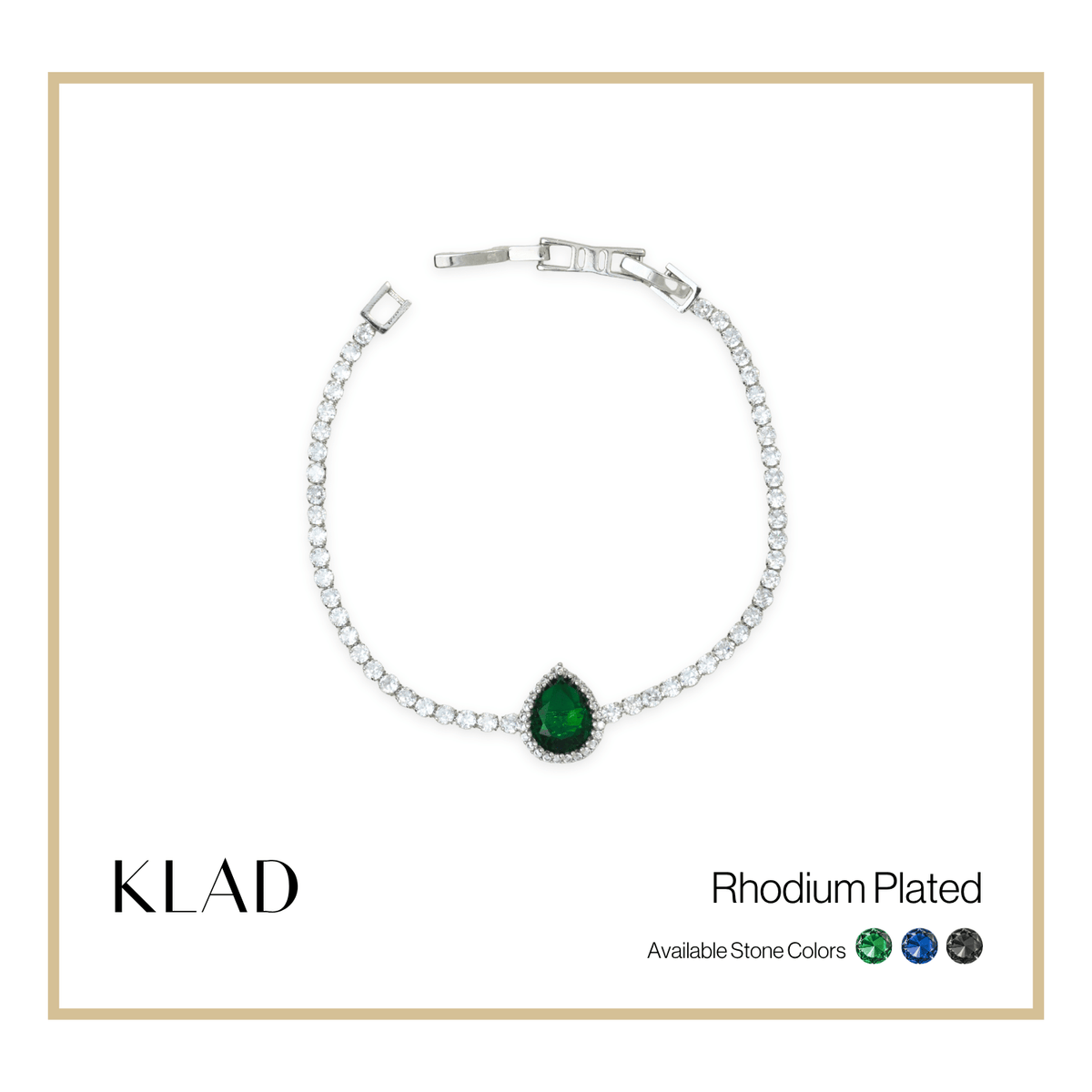Briona Emerald Bracelet in Rhodium