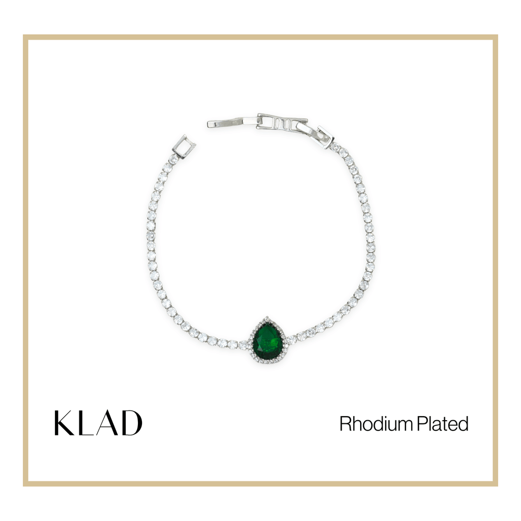 Briona Emerald Bracelet in Rhodium