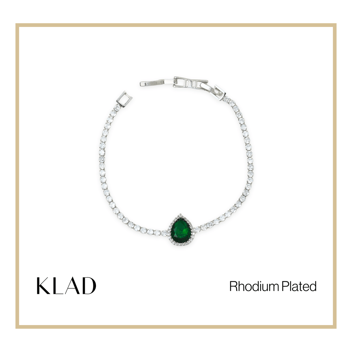 Briona Emerald Bracelet in Rhodium