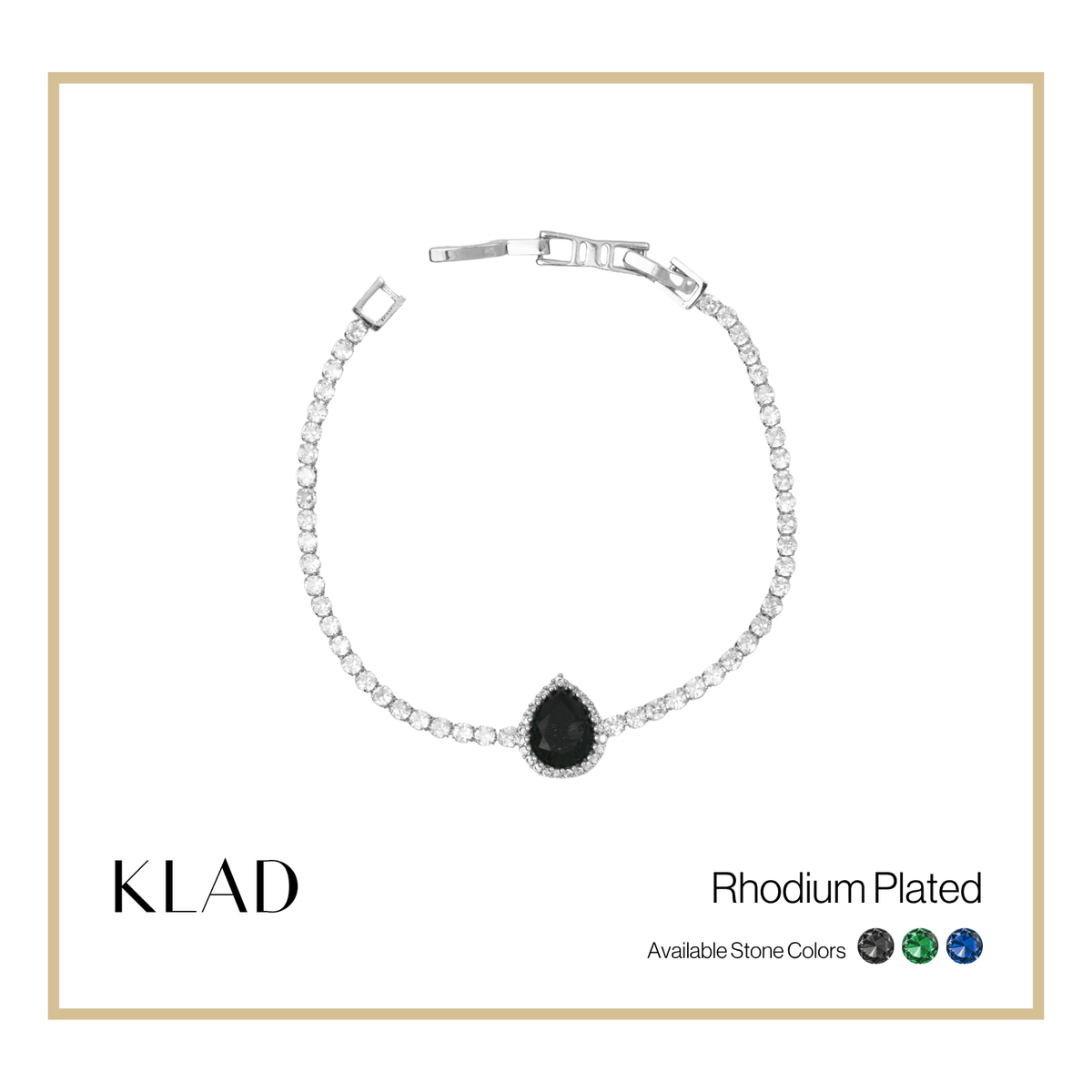 Briona Onyx Bracelet in Rhodium
