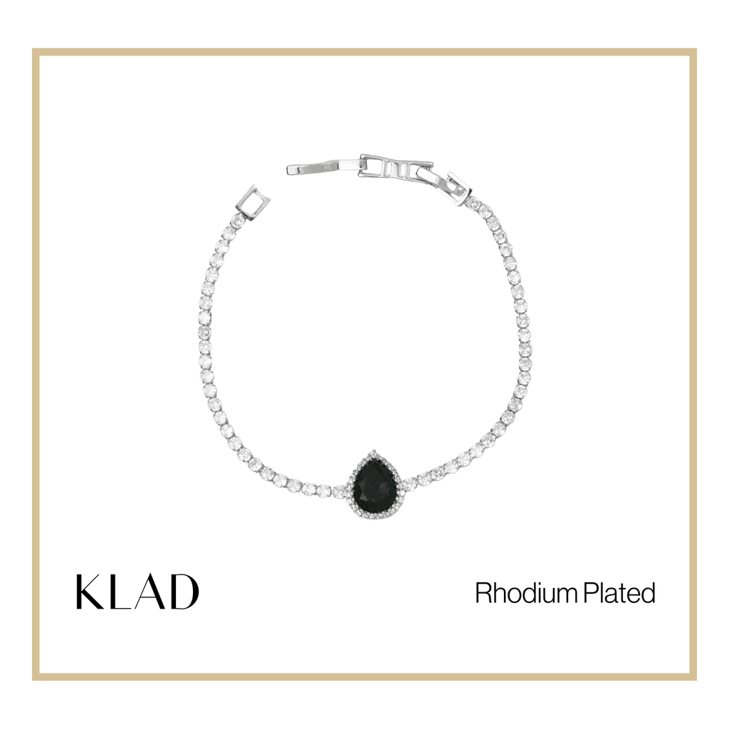 Briona Onyx Bracelet in Rhodium