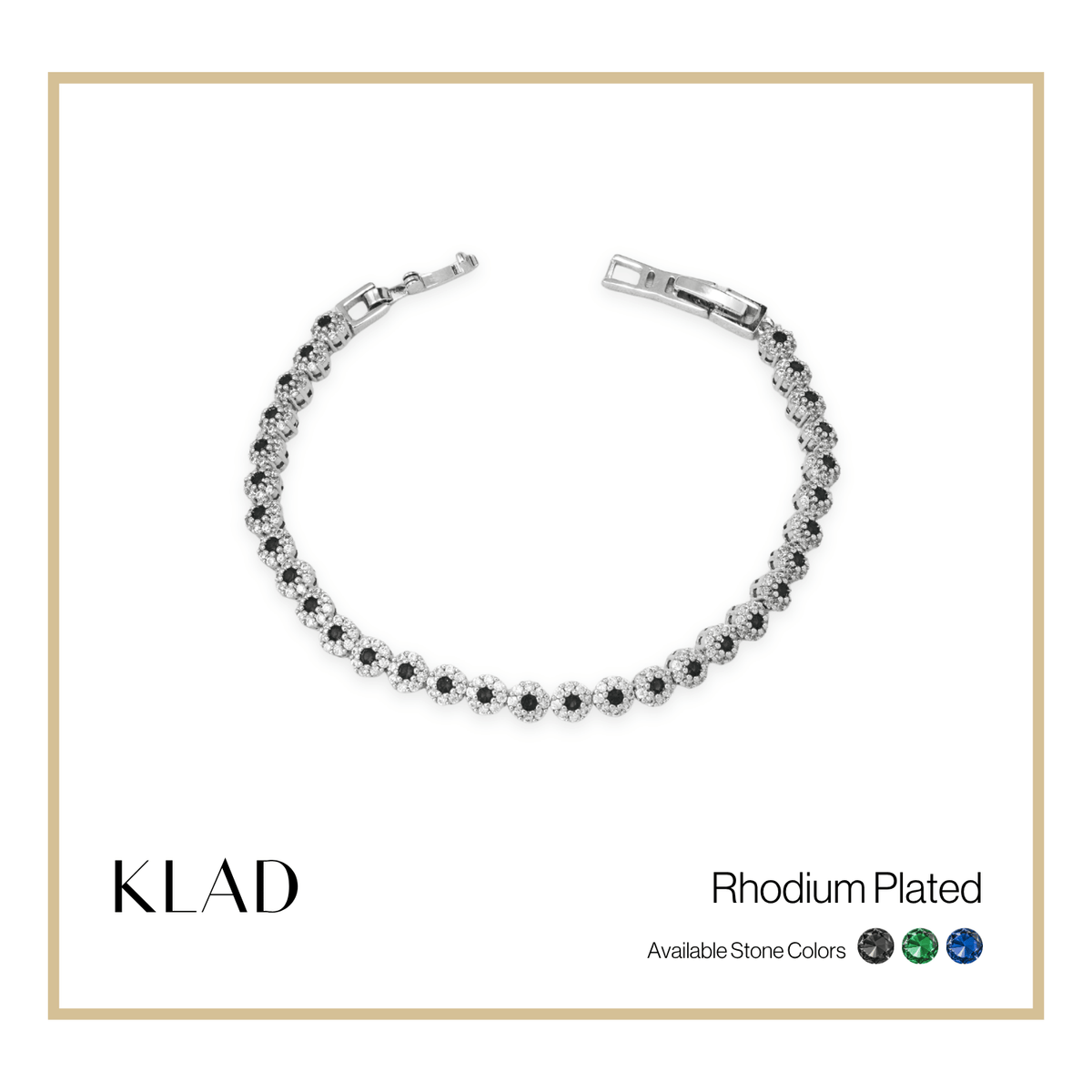 Brisel Onyx Bracelet in Rhodium
