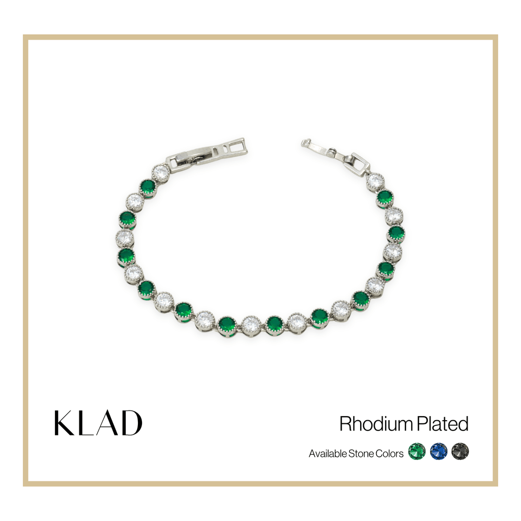 Brivie Emerald Bracelet in Rhodium