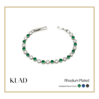 Brivie Emerald Bracelet in Rhodium